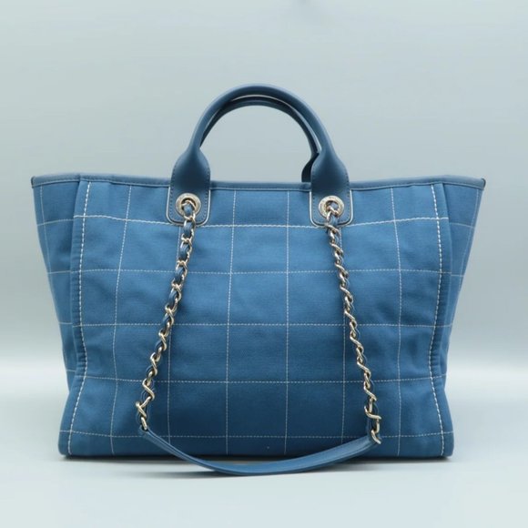 100% Authentic CHANEL Lady First Blue W/P Cloth Tote Bag - Picture 2 of 12